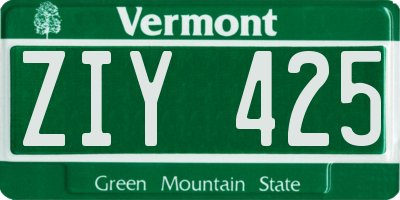 VT license plate ZIY425