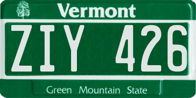 VT license plate ZIY426