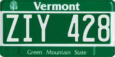VT license plate ZIY428