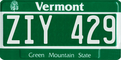 VT license plate ZIY429