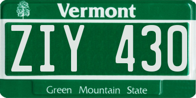 VT license plate ZIY430