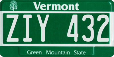 VT license plate ZIY432