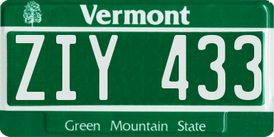 VT license plate ZIY433