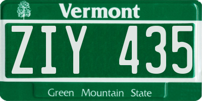 VT license plate ZIY435