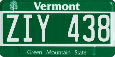 VT license plate ZIY438