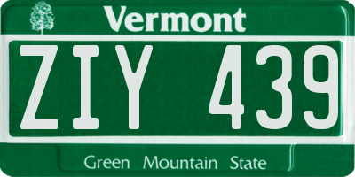 VT license plate ZIY439