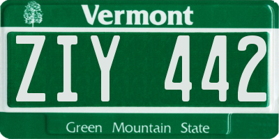 VT license plate ZIY442