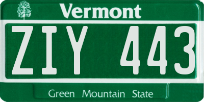 VT license plate ZIY443