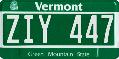 VT license plate ZIY447