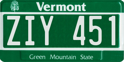 VT license plate ZIY451