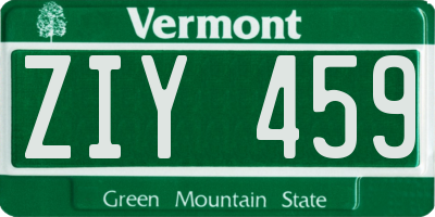 VT license plate ZIY459