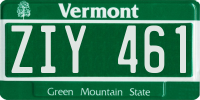 VT license plate ZIY461