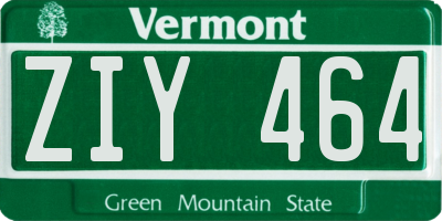 VT license plate ZIY464