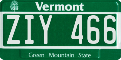 VT license plate ZIY466