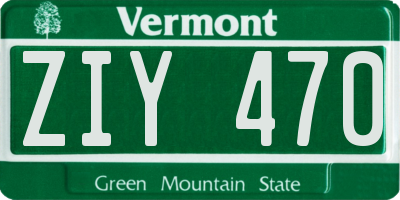VT license plate ZIY470