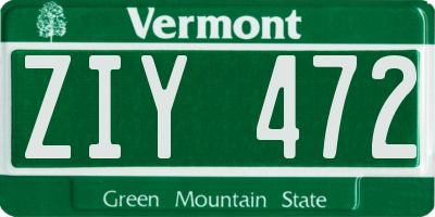 VT license plate ZIY472
