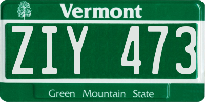VT license plate ZIY473