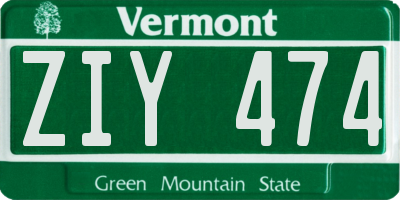 VT license plate ZIY474