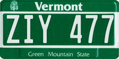 VT license plate ZIY477