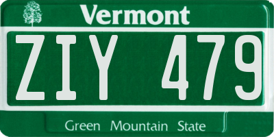 VT license plate ZIY479