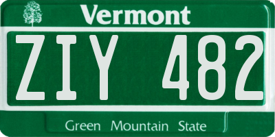 VT license plate ZIY482