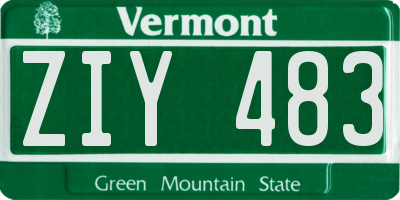 VT license plate ZIY483