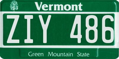 VT license plate ZIY486
