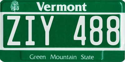 VT license plate ZIY488