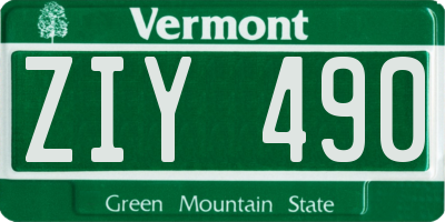 VT license plate ZIY490