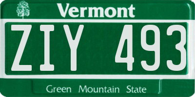 VT license plate ZIY493