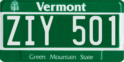 VT license plate ZIY501