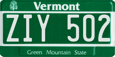 VT license plate ZIY502