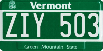 VT license plate ZIY503