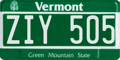 VT license plate ZIY505