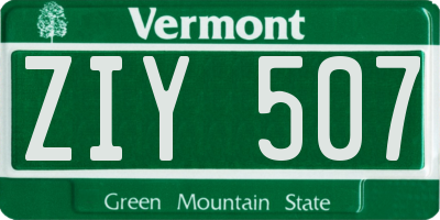 VT license plate ZIY507
