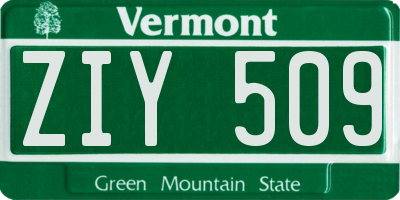 VT license plate ZIY509