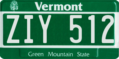 VT license plate ZIY512