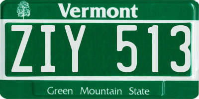 VT license plate ZIY513