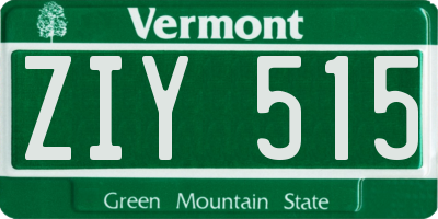 VT license plate ZIY515