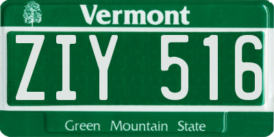 VT license plate ZIY516