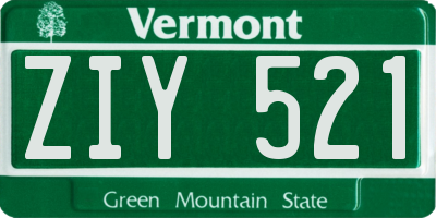 VT license plate ZIY521