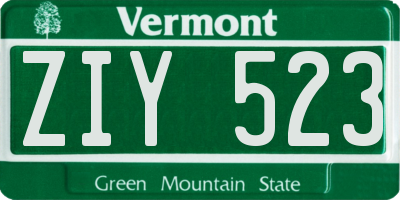 VT license plate ZIY523