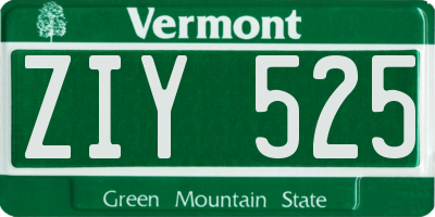 VT license plate ZIY525