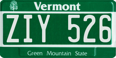 VT license plate ZIY526
