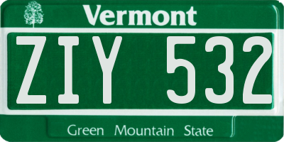 VT license plate ZIY532