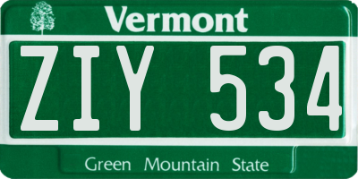 VT license plate ZIY534