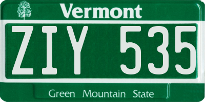 VT license plate ZIY535