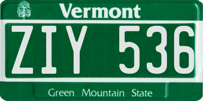 VT license plate ZIY536
