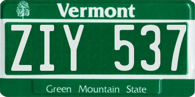 VT license plate ZIY537