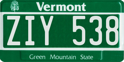 VT license plate ZIY538